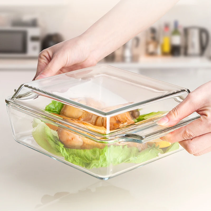 High Borosilicate Round Or Square Or Rectangle 8 X 8 Glass Baking Dish With Lid For Food Fish