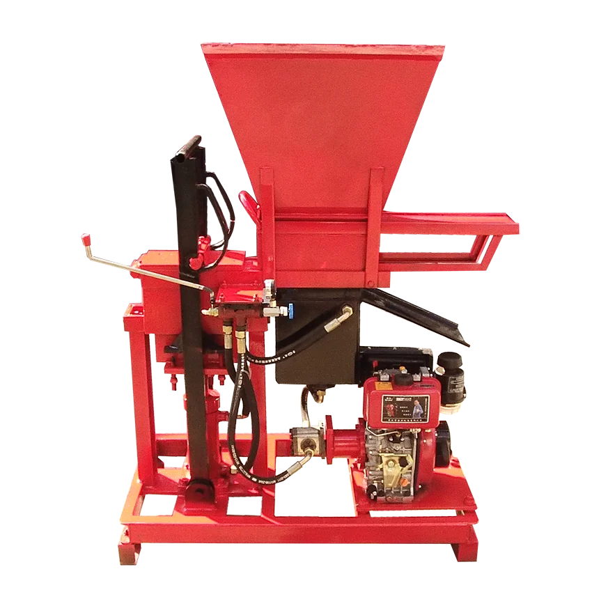 SHM2-25 semi automatic diesel hydraulic press clay soil interlocking hollow paver brick making machine