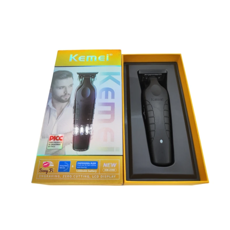 Kemei KM-2299 Professional Barber Cordless 0mm Zero Gapped Carving Cutting Machine Hair Trimmer Clipper