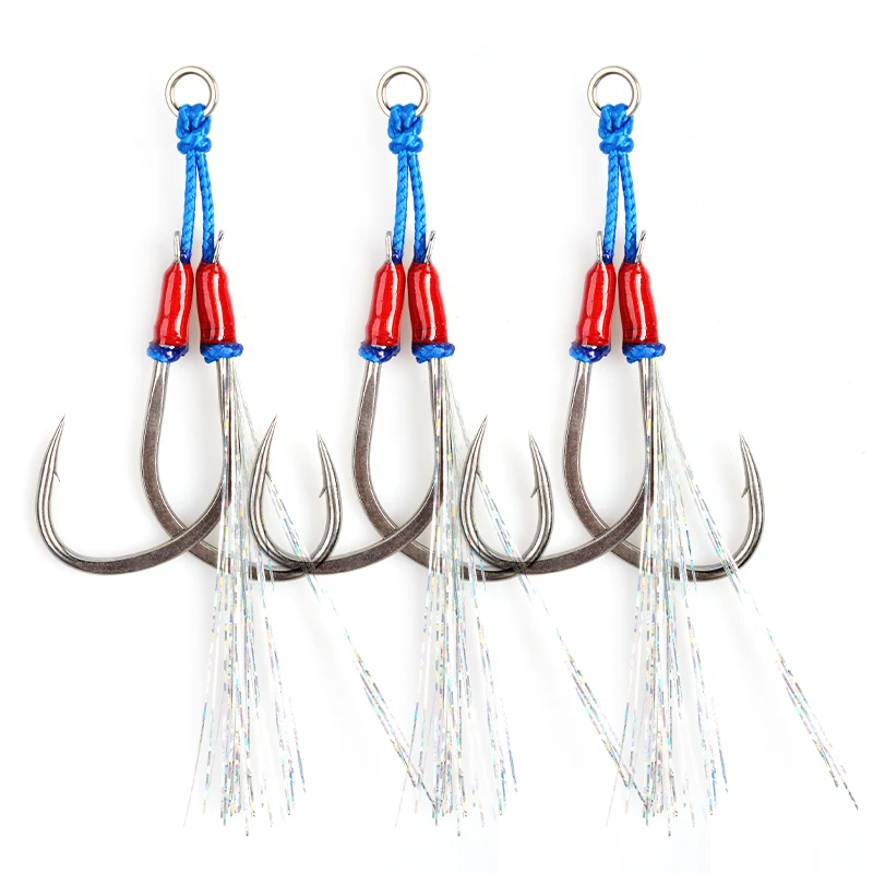 MAG BSFET-WT High Quality UV+LUMO Jigging Carbon Stainless Steel Fishing Double Assist Hooks Fishing Twins Hook
