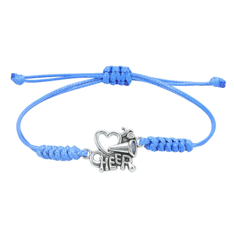New Popular Style Cheerleading Woven Bracelet Sports Cheer Refueling Waxed Thread Textile Handmade Bracelet