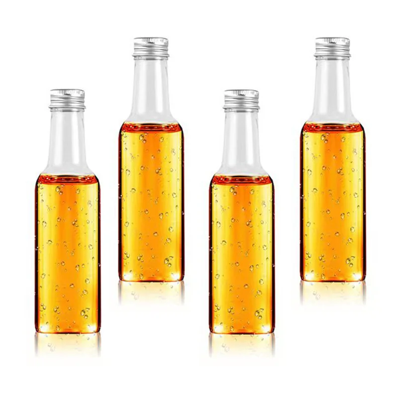2024 50ML PET Clear Plastic Oil Bottle with Anti-theft lid Clear Empty Bottle Drink Beer Juice 100ml Small Wine Bottle