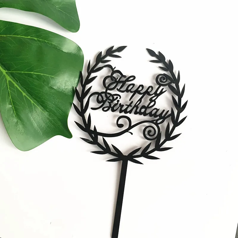 Nicro Custom Happy Birthday Party Cake Decoration Acrylic Leaves Birthday Cheap Elegant Cake Topper Laser Acrylic
