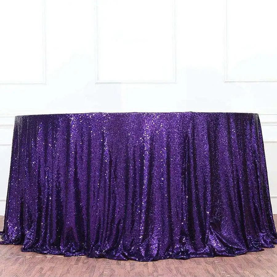 Hot Sale Fancy 50 Inch Round Purple Sequin Table Cloth