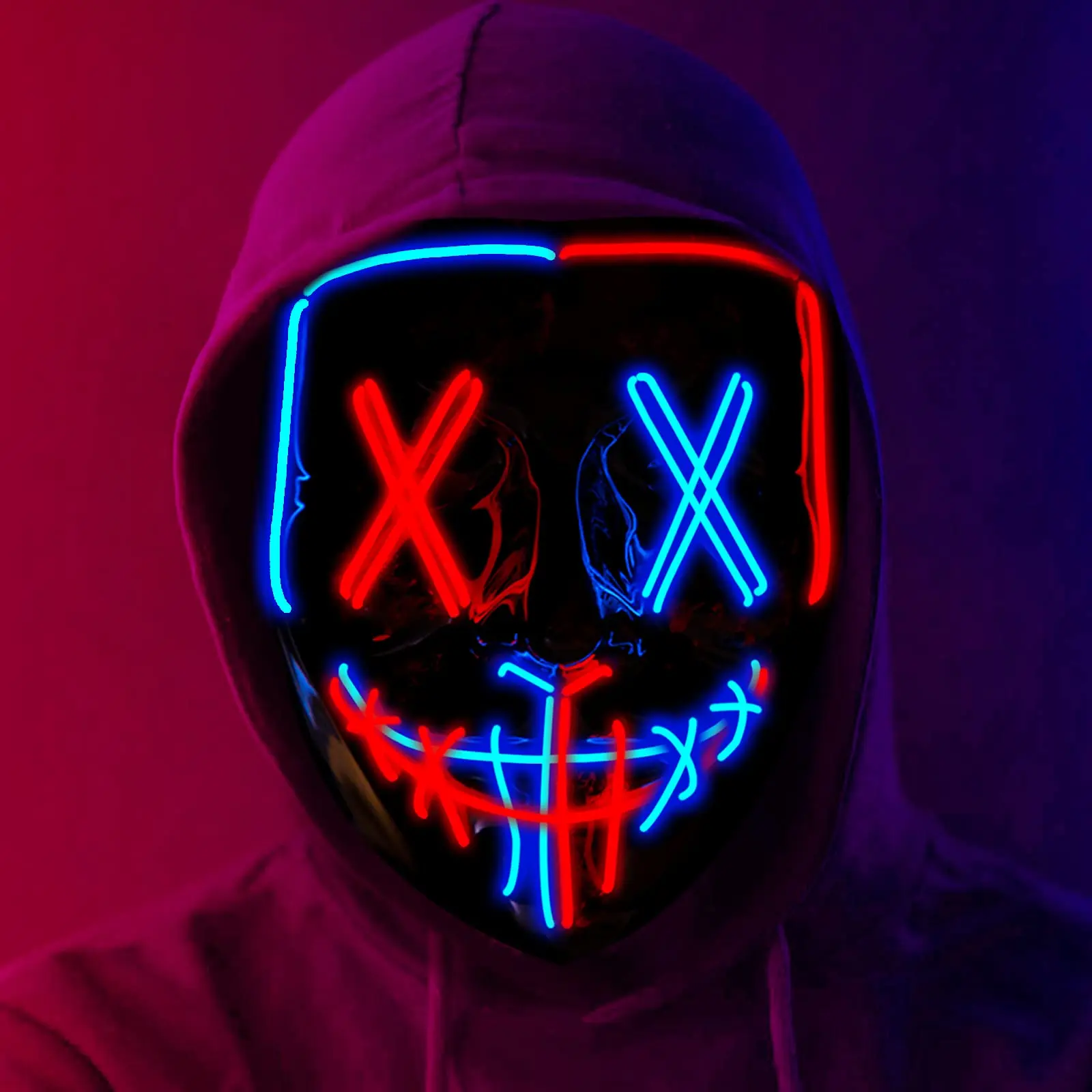 Halloween Led Mask Light Up Scary Mask Purge Mask with 3 Flashing Modes for Halloween Costume