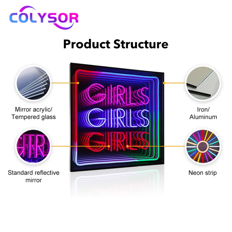 New Sign Custom Logo Home Decor Girls Flex Light Bathroom Bedroom LED Neon Infinity Mirror