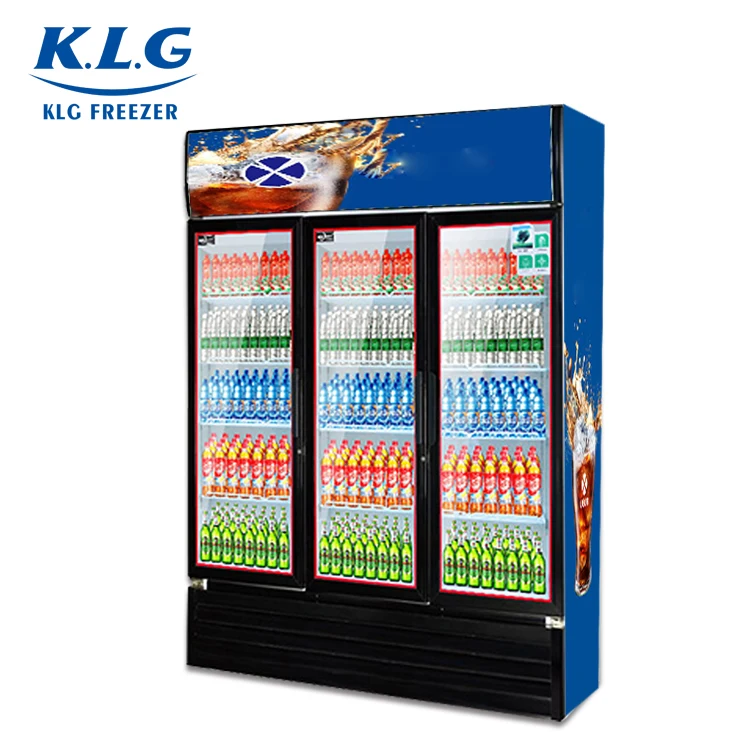 Supermarket Display Refrigerator And Freezer Vertical Glass Door Fridge Refrigerator with auto air cooling fan