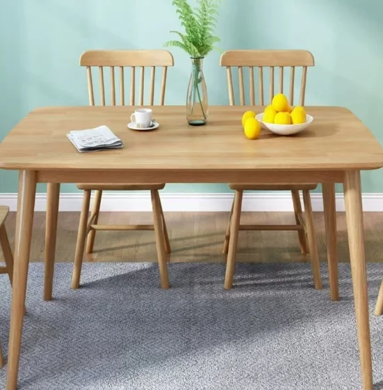 Modern Style Solid Wood Rectangular Dining Table Easy Assembly Office & Coffee Desk Kitchen Home Furniture-Wholesale Price