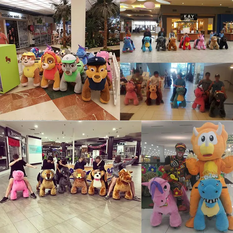 Electric Ride on Animal Toys Coin Operated Battery Kids Plush Electronic Walking Animals Ride With Wheel