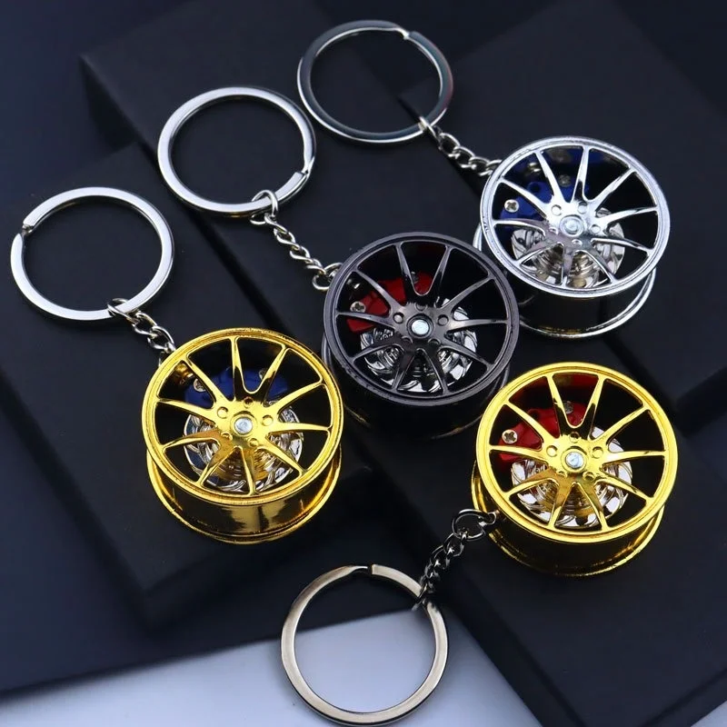 Metal Brake Wheel Turning One Piece Gun Black Key Charm Holiday Gift Mercedes Wheel Caliper Keychain