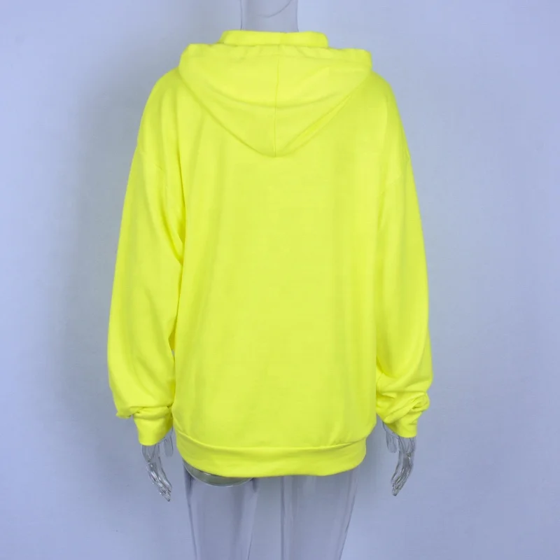 2019 hot selling Letter print plus long fluorescent color sweater  girls neon long hoodie