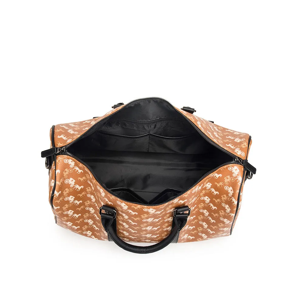 custom print overnigt holiday weekend Single Shoulder pu leather travel duffle pack weekender Bag