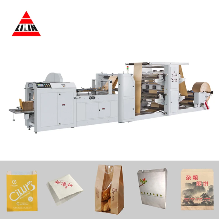 LMD-400B+LST-4700 High Speed KFC Food Paper Bag Making Machine Price With Flexo Printing Unit With Window