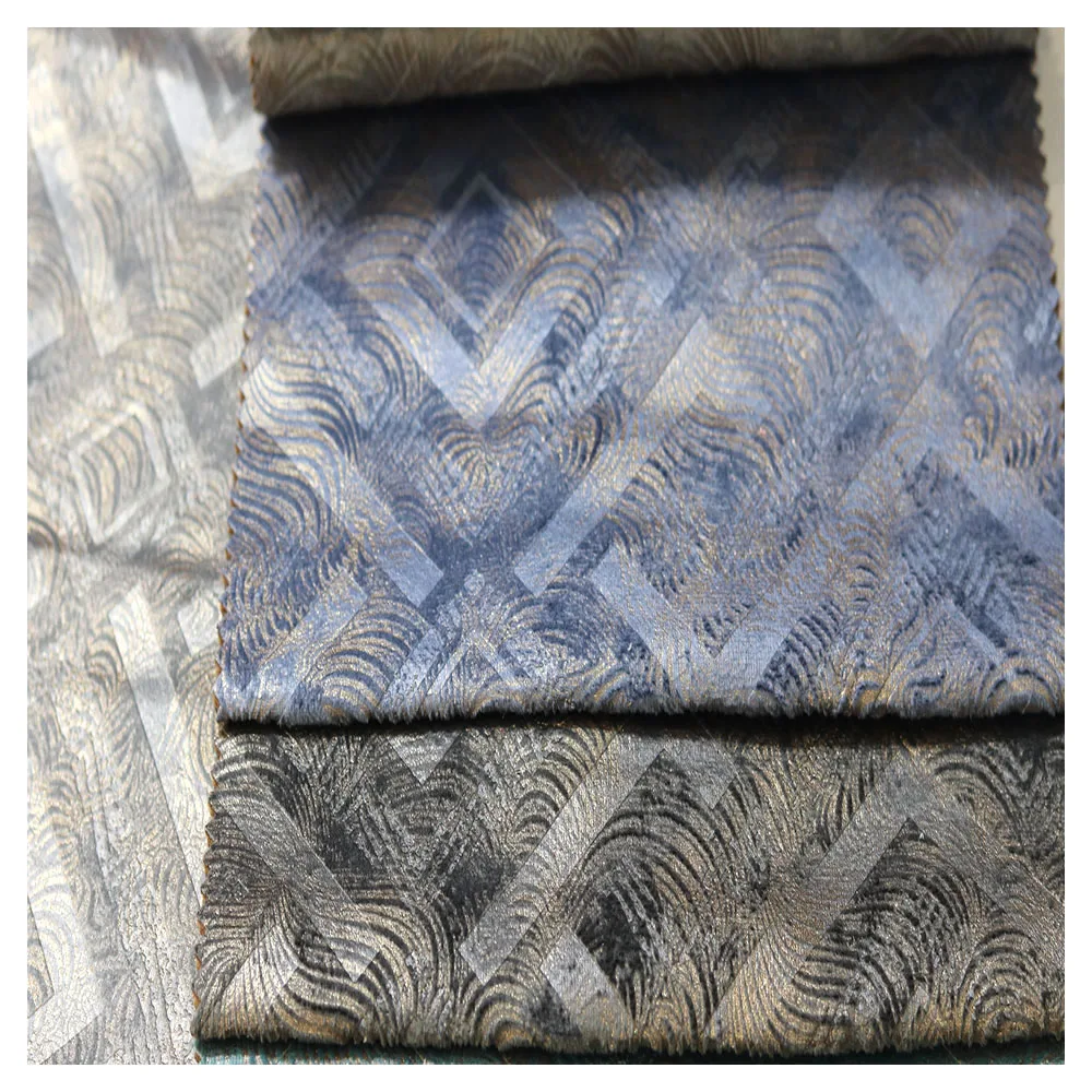 3D Fabric Embossing Green Sofa Holland Velvet l Shape Fabric For Sofa