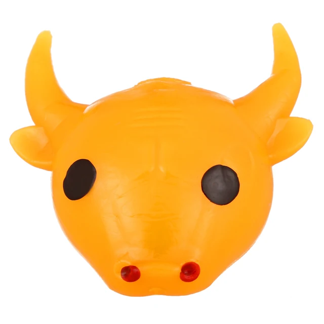 High Quality Promotional Novelty Design Environmental-Friendly Colorful TPR Bull Head Squishy Splat Ball Toys For Fun