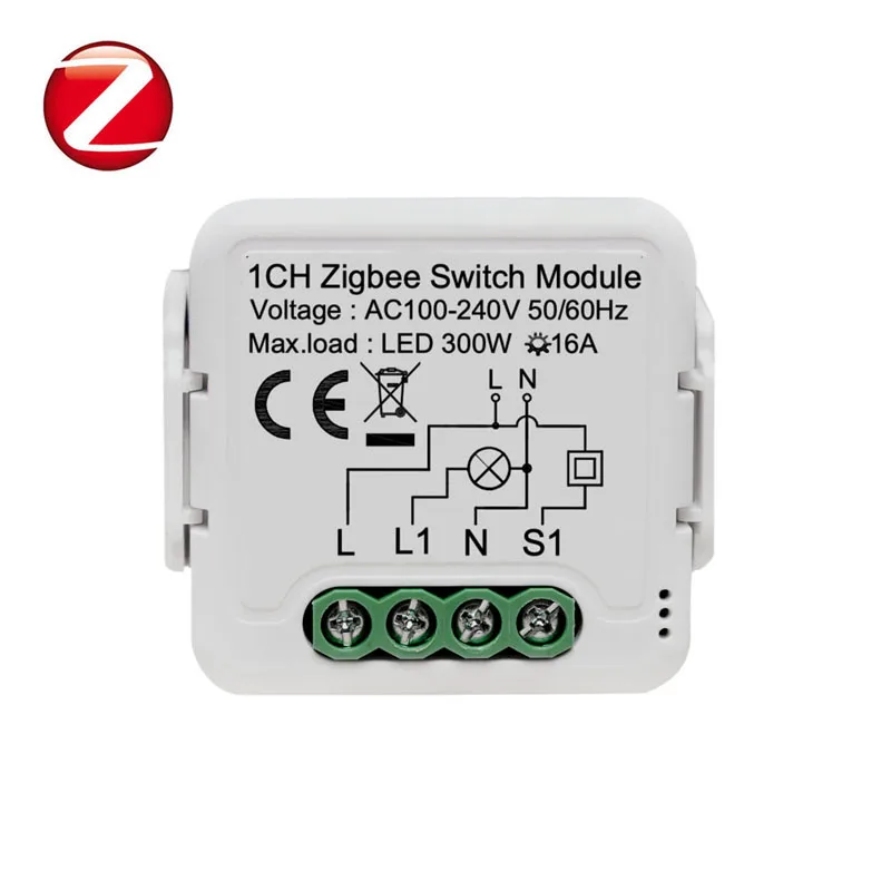 tuya Zigbee smart DIY wall 1 gang 2 way 16A light switch module with power meter monitor work with alexa