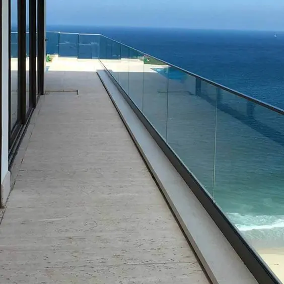  Factory direct price Anodized Aluminum u channel base glass railing/balustrade handrail for terrace/balcony