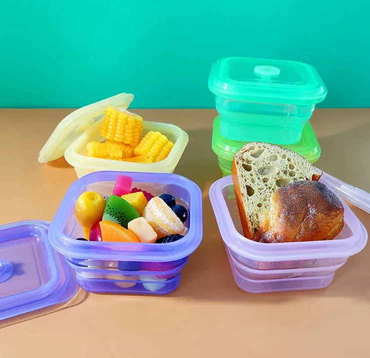 400ml 900ml Multipurpose Microwave safe LFGB Silicone Lunch Container Food Collapsible bowls Containers