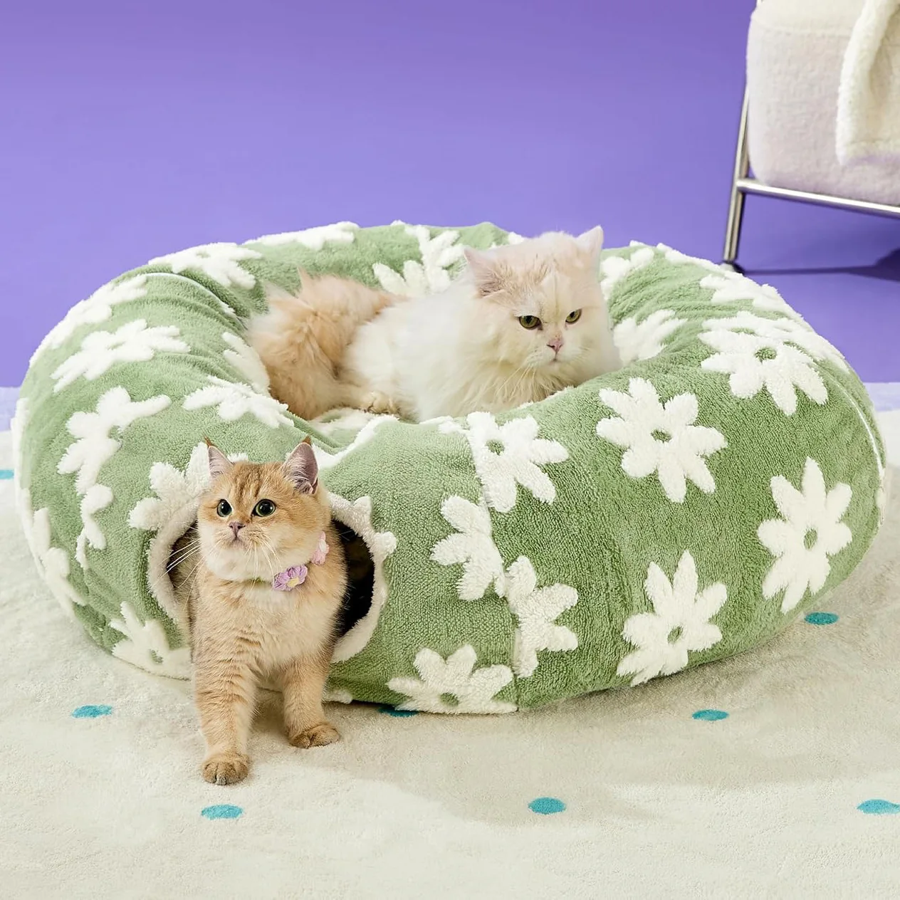 2024 Popular plush combinable cat tunnel bed plush cat cave tunnel collapsible 2 hole tube toys warm house from china