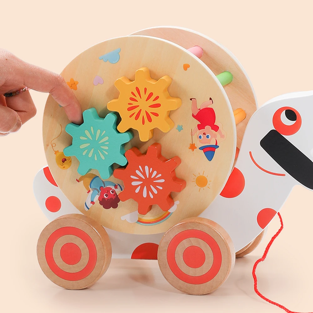 2024 new Wooden Baby Car Toy Vehicle with Cute Puppy and Dog Illustration wooden toy