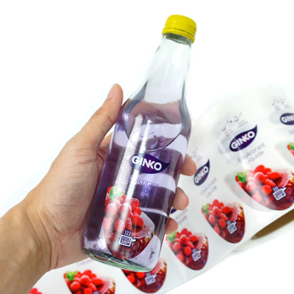 Custom Waterproof Food Glass Bottle Packaging Sticker Label Printing Silver Bopp Prometh Cough Syrup Label Sticker
