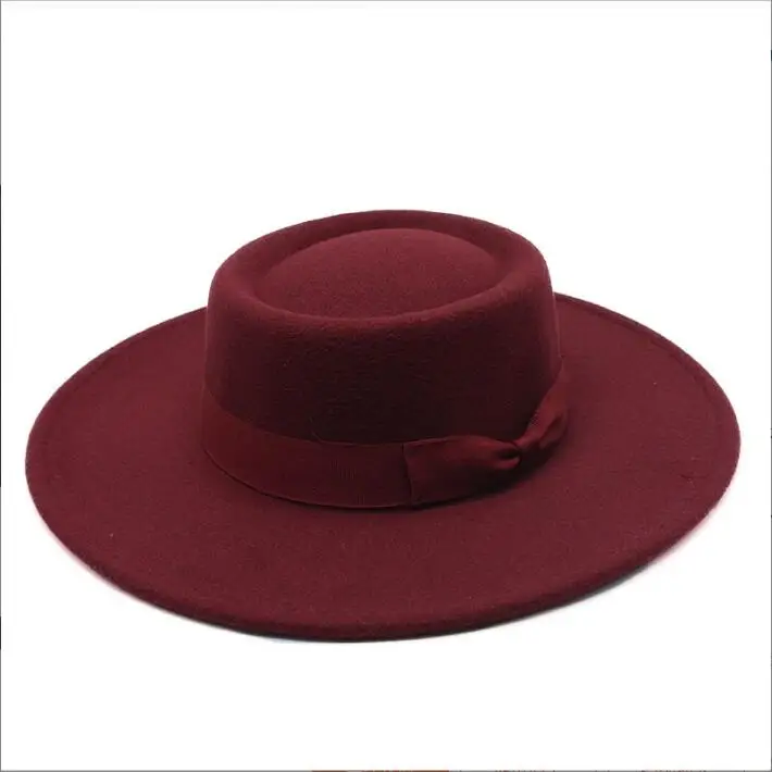 Fedora Caps Panama Beach Street Cap Women Retro Panamanian Woolen Hat Ladies British Elegant Flat Top Felt Jazz Hat Top Hats