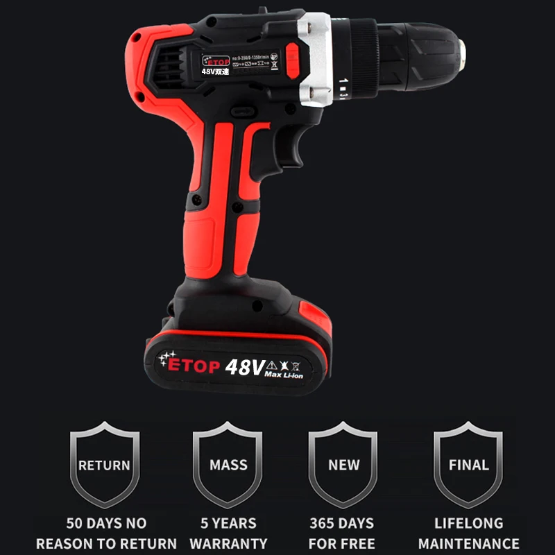 ETOP Factory direct 10mm Brushless Cordless Driver Drill with Variable Speed Control