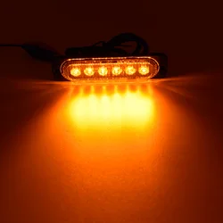 Amber White 6 LED Side Marker Strobe Lights Flash Emergency Warning Hazard Grille Surface Mount Light