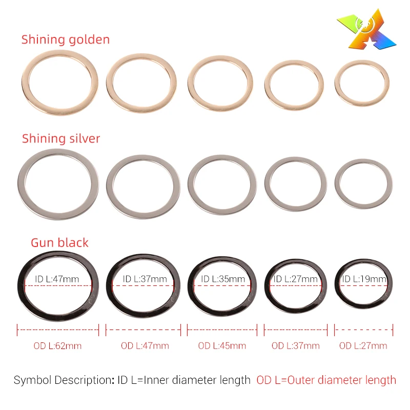 Factory Custom Flat metal o-ring round metal o-ring 10mm metal handle o ring buckles for bag accessories