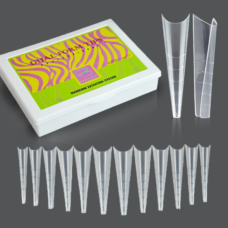 120pcs 240pcs Acrylic Nail Quick Building Mold Tips Nail Dual Forms Finger Extension Stiletto Nail Tips for Poly Gel