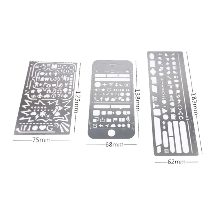 Cute Template Custom Design Stainless Steel Small Metal Stencil metal rulers For Painting And Decoration
