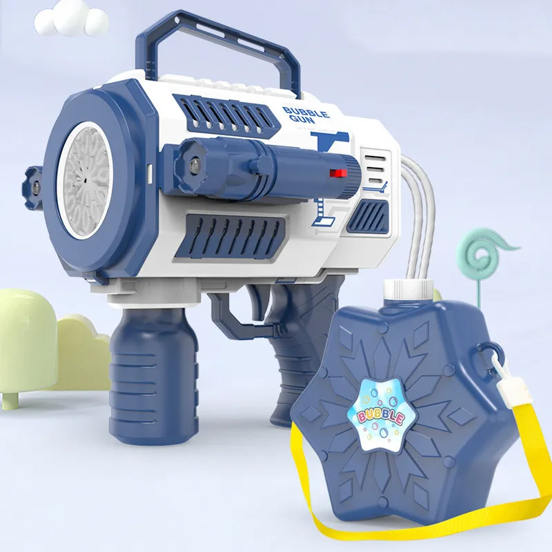 2022 New Cheap Electric Automatic Blower Boom Bubble Gun 12 Hole Bazooka Bubble Machine Gun Flashlight With Bag