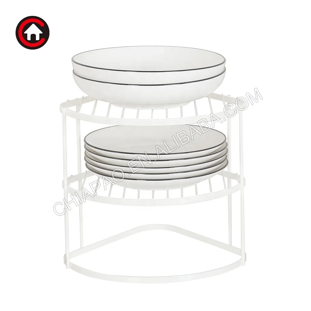 
Kitchen Storage Organizer Countertop No Drilling 3 Tier Corner Plate Holder Dish Drying Rack 
