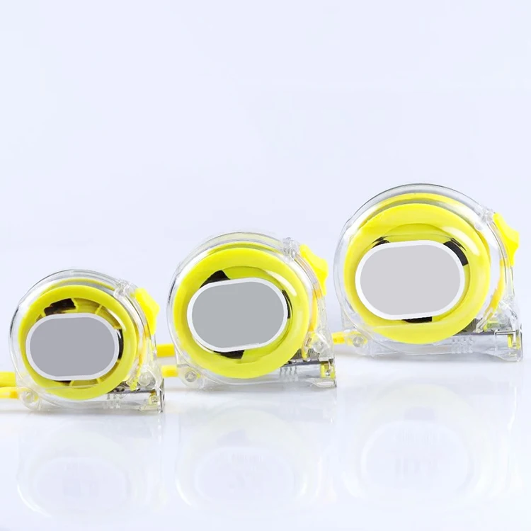 transparent case 3m 5m 7.5m 10 meters belt clip and stop Portable steel measuring tape