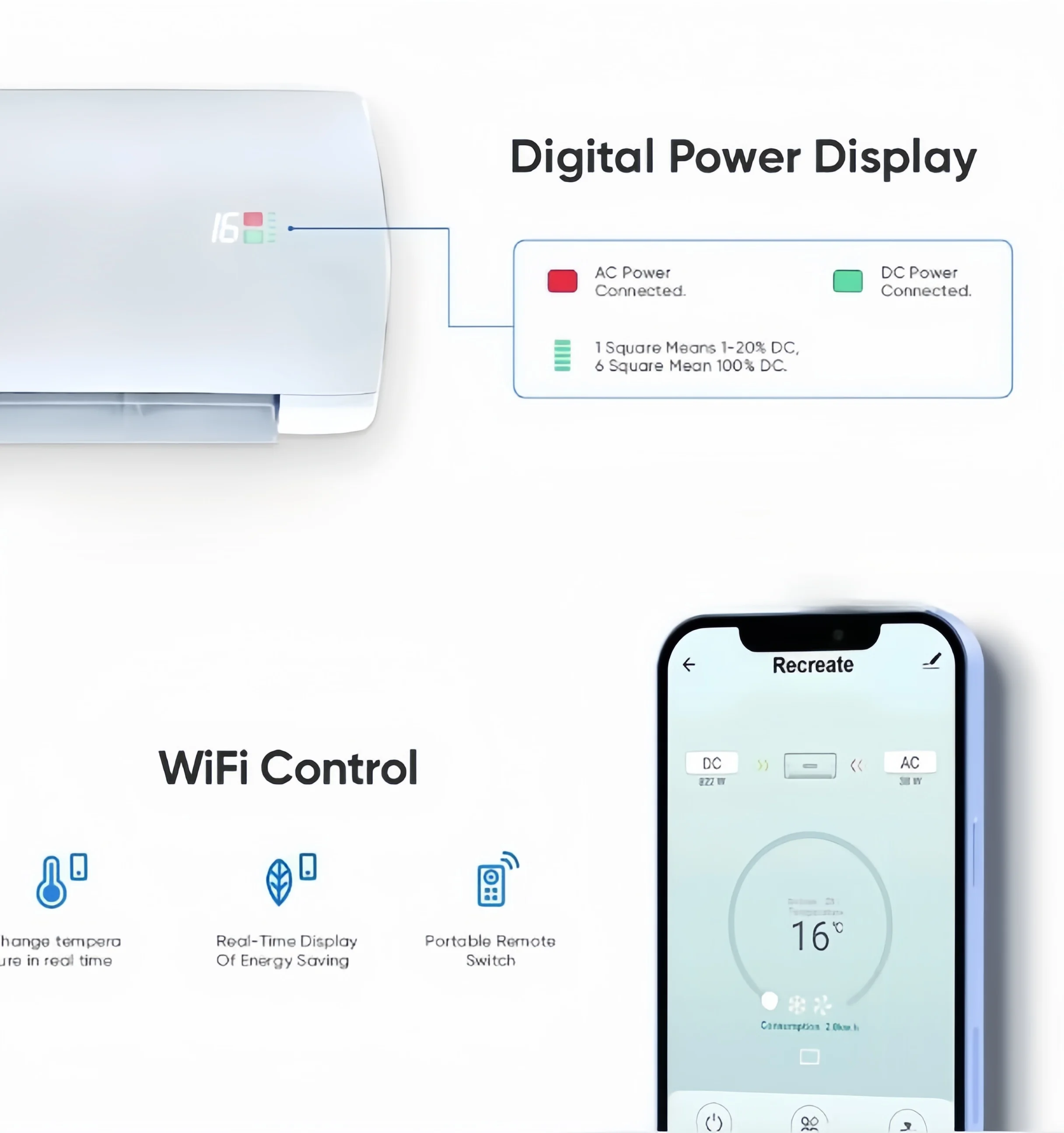 portable dc ac deye solar panel energy powered ductless air mini split air conditioner kit with battery