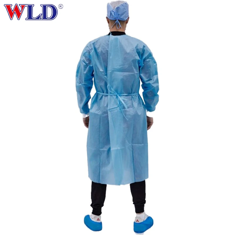 Hot Sale Hospital Medical 14GSM-40GSM CPE SMS Disposable Isolation Gown