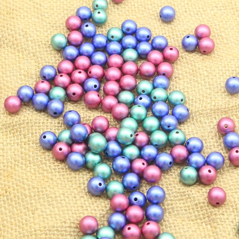 500g/bag Matte colorful Chunky Gumball Beads for jewelry making round loose beads in bulk ABS pearl beads wholesale