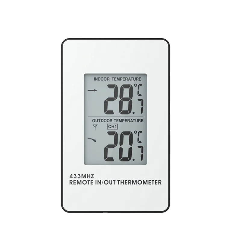 433 Mhz Clear Display Wireless Thermometer With Indoor Outdoor Temperature and Trend Icon