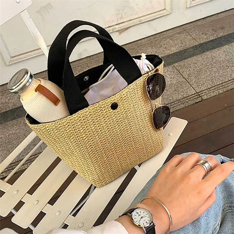 Wholesale Beach Woven Bag High Quality Handmade Woven Handbag Women Straw Shoulder Bag Summer Beach Large Tote Bag