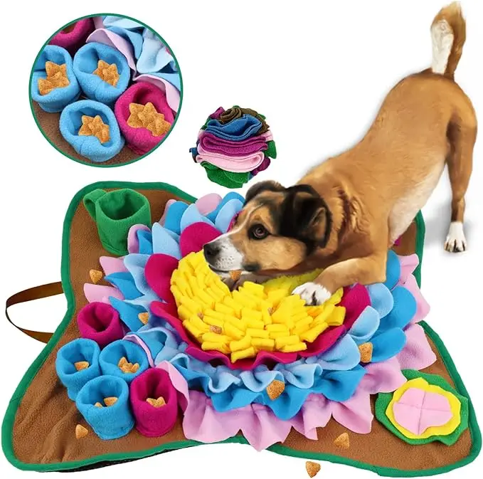Petdom Pet Snuffle Mat for Dogs Sniffle Interactive Treat Game for Boredom Anxiety Relief Dog Feeding Mat