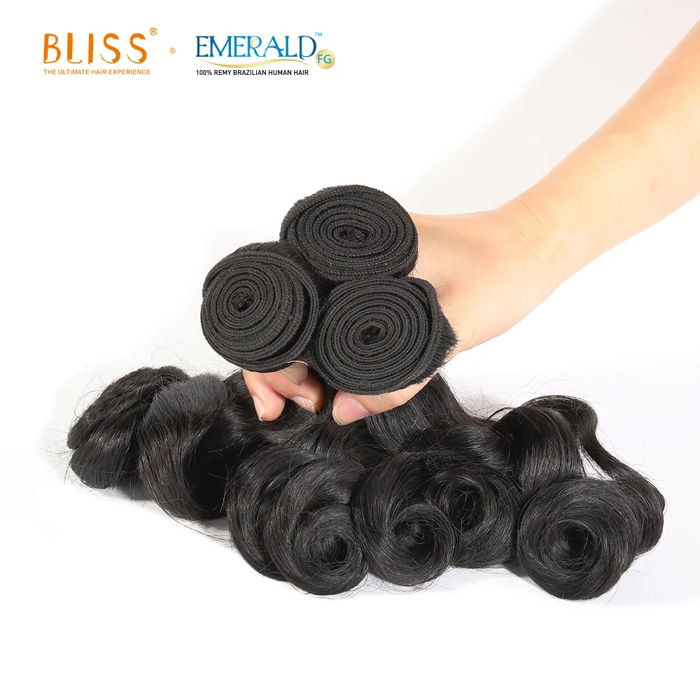 Bliss Emerald Fancy Curl Packet Hair Unprocessed One Donor 3 Bundles Brazilian Human Hair In Packets Wholesale Accept Paypal