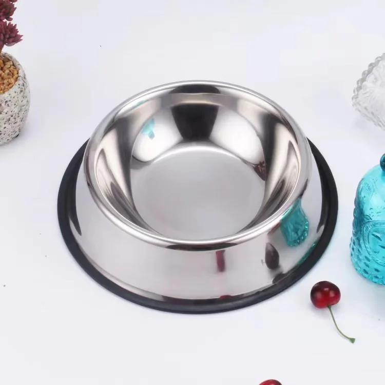 Stainless Steel Dog Bowl with Rubber Base for Small/Medium/Large Dogs, Pets Feeder Bowl and Water Bowl Perfect Choice