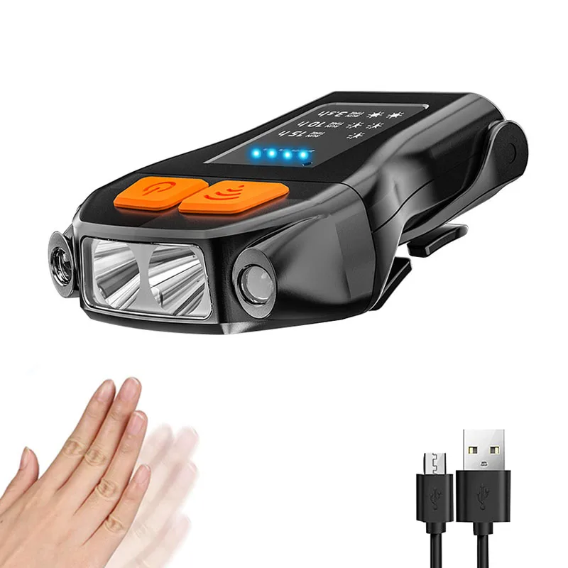 Hystouduction Night Fishing Light USB Rechargeable Headlamp Cap LED Light Winucled Light Head-wear Waterproof Black Camping ABS