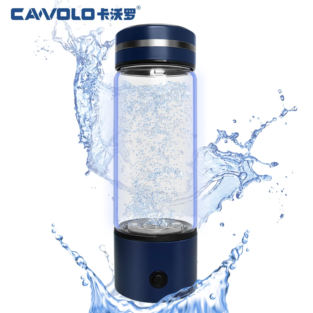 2024 New Design SPE Hydrogen Bottle Water 330ml Glass Hydrogen Water Cup Cawolo Rich Hydrogen Water Bottle Generator Machine