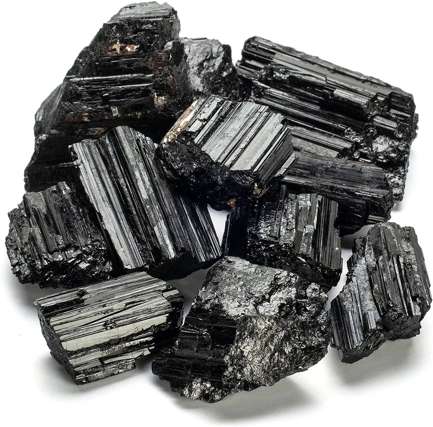 Black Tourmaline Bundle with Calming Purification Energy Turmalina Negra Schorl Reiki Healing Crystal for Protection Security