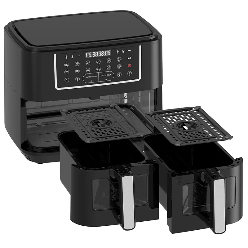 9L black air fryer double 10L 8L large roaster oven with visible window dual basket fryer machine new kitchen appliances