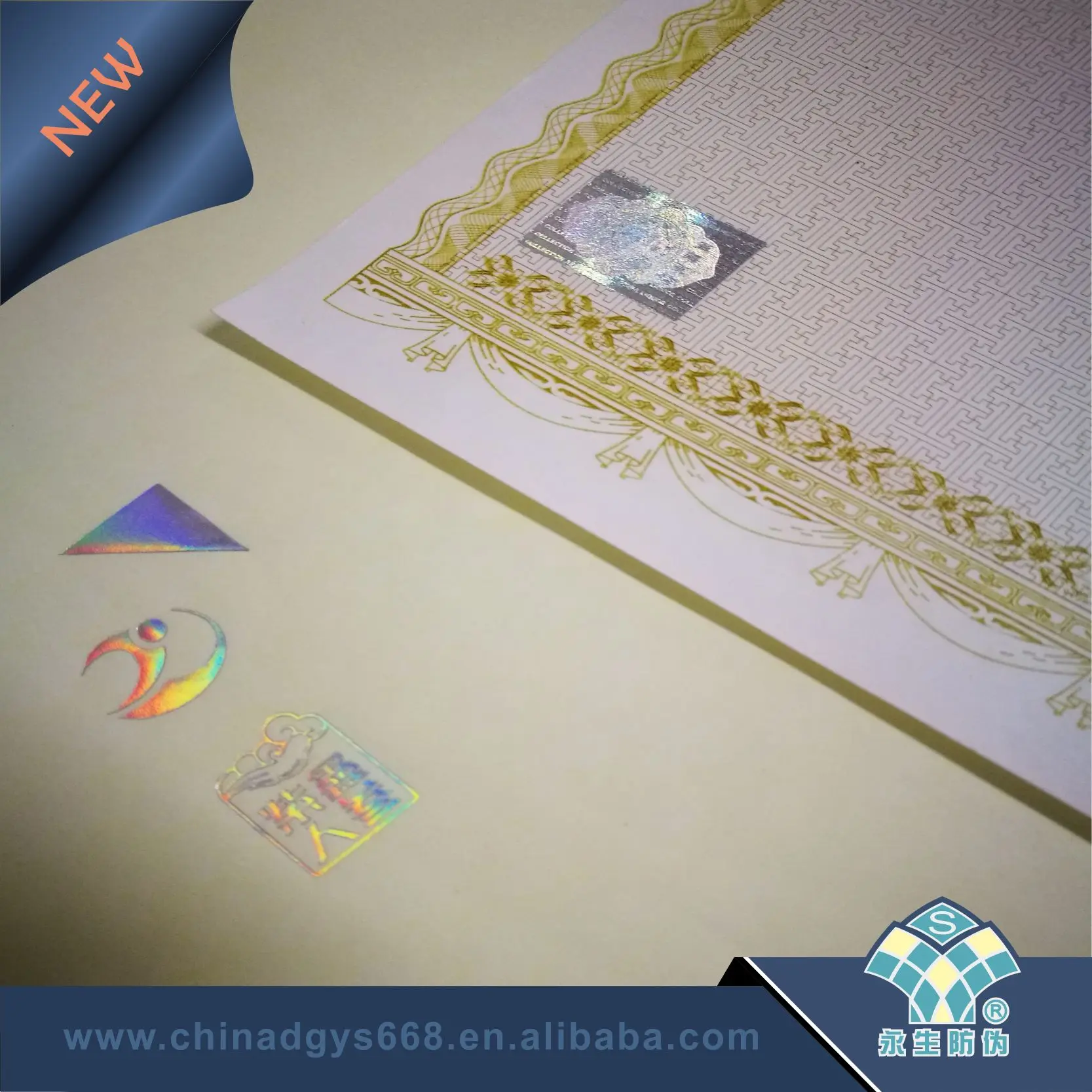 Custom anti-counterfeiting hot stamping hologram fiber paper certificate jewelry authenticity certificate
