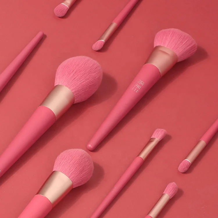 ZH Best Selling 9 Pieces Soft Vegan  Best Kabuki Luxury Pink Quality Ever Beauty Private Label Make up Brushes Cosmetic
