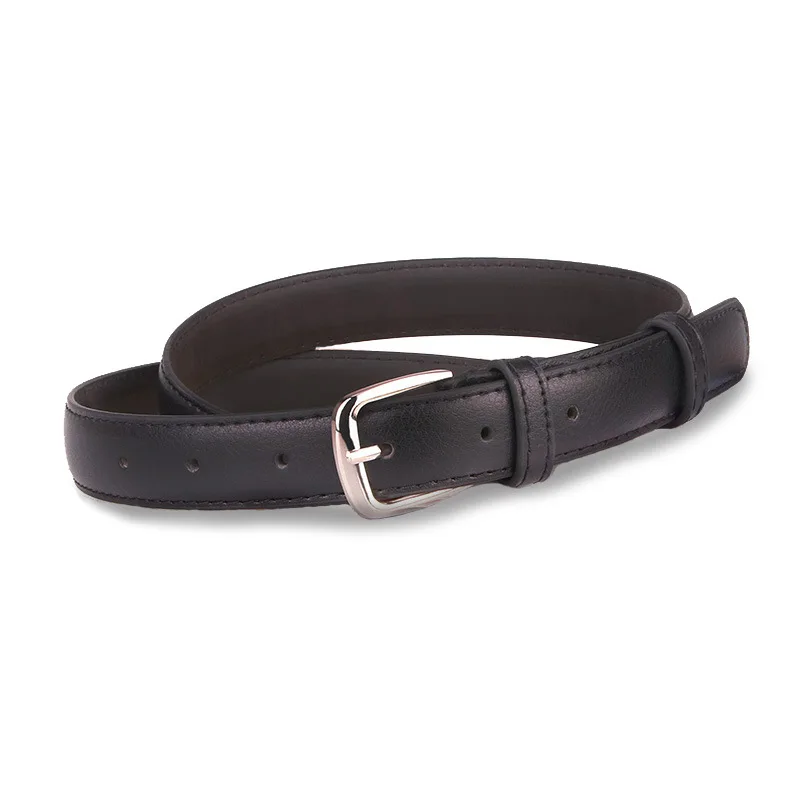 Hot sell Classic Design Women Skinny Leather Belt Alloy Pin Buckle Black Thin Belt Factory Supply Jeans Dress Skinny Belt