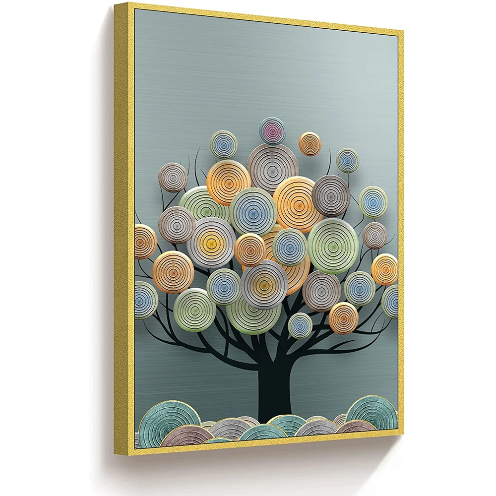 Framed Wall Art Tree Crystal Porcelain Painting Artwork For Living Room Bedroom Office Wall 16x24 Inch